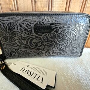 Consuela Black Floral Embossed Wallet